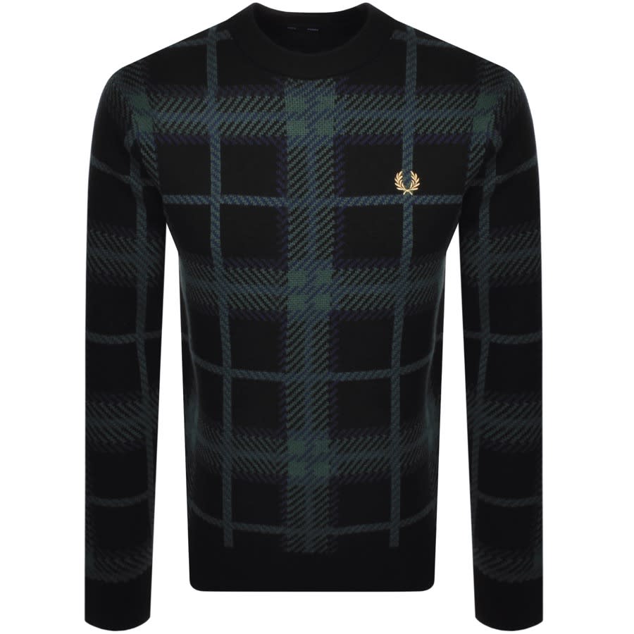 Alternative Image for ProductFred Perry Crew Neck Tartan Knit Jumper Black1